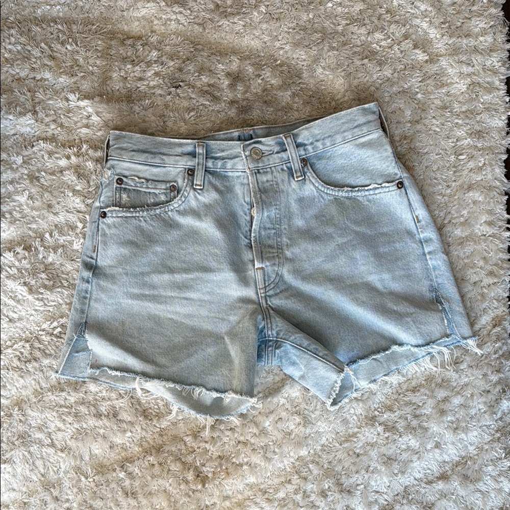 Agolde Blue Jean Shorts with Light Wash